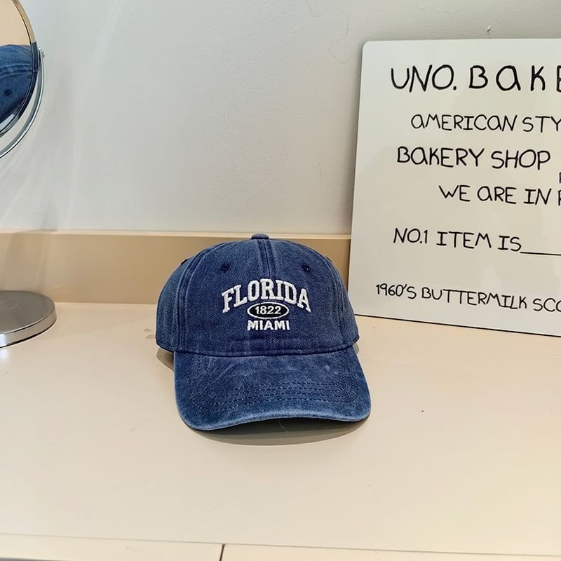 Baseball Cap Lettering Washed Embroidered