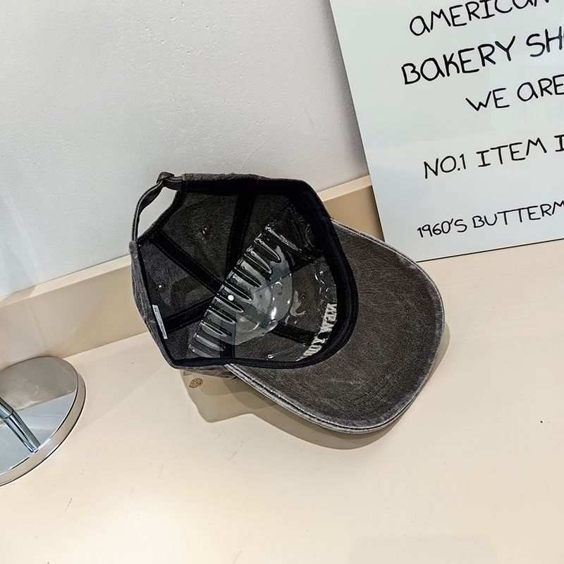 Cap Baseball Washed Lettering Embroidered