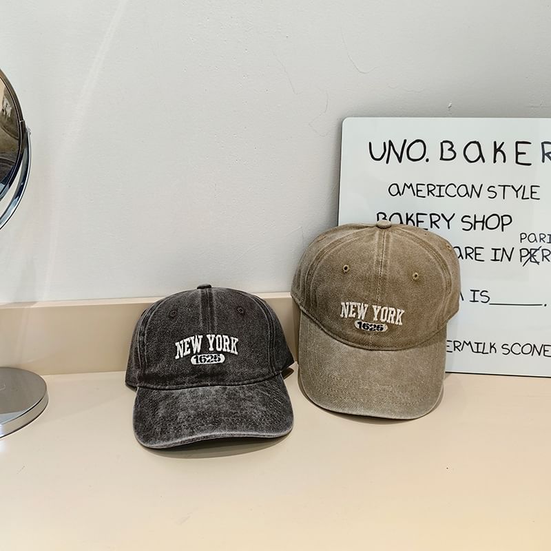 Cap Baseball Washed Lettering Embroidered