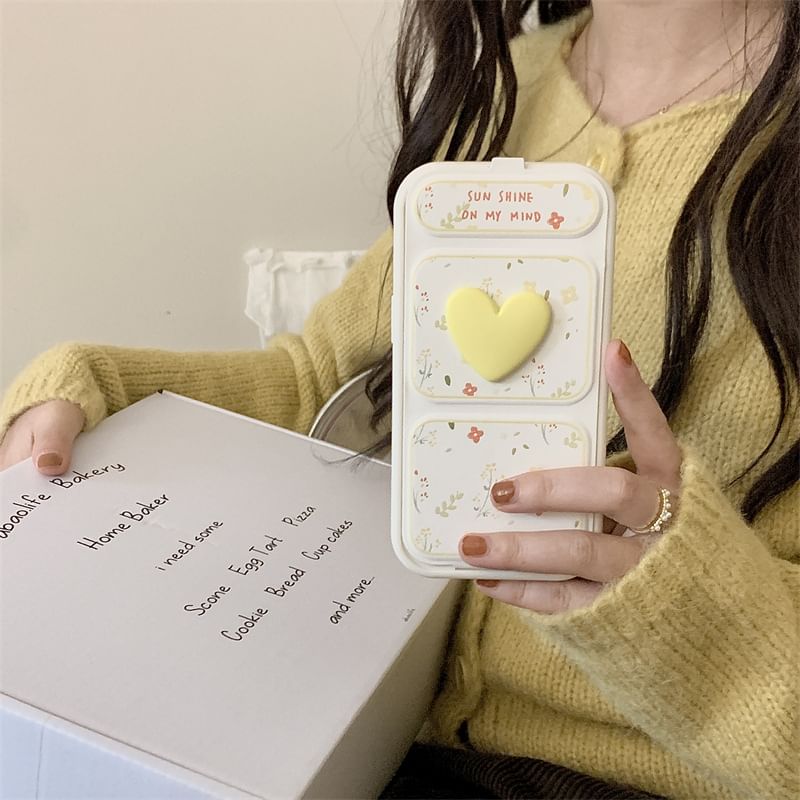Stand Floral Phone Heart Foldable Case