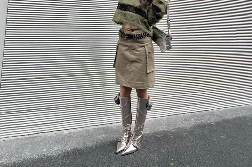 Boatneck Knit Long-Sleeve Top Perforated