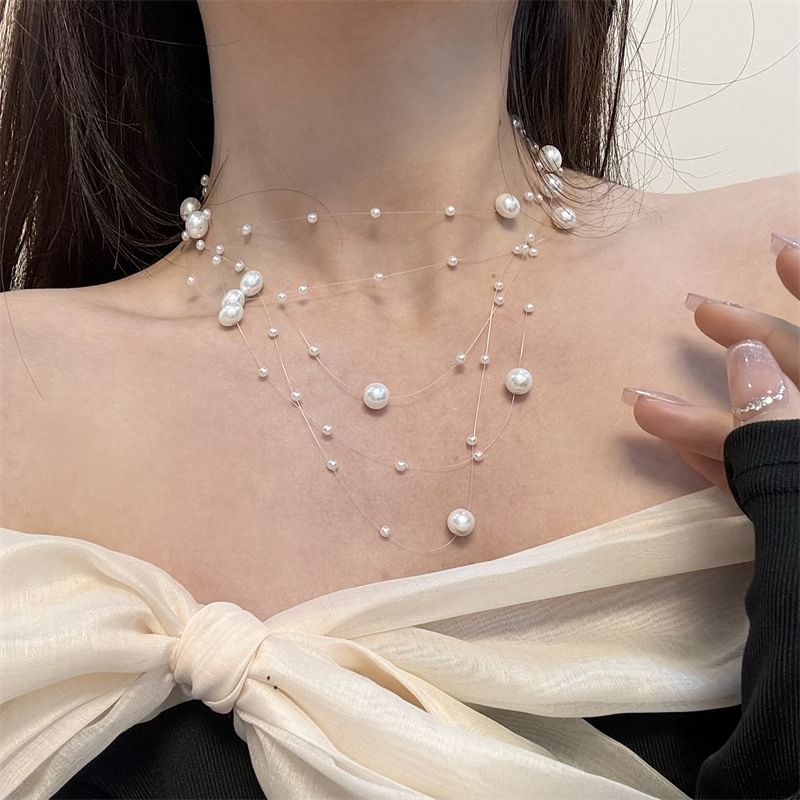 Layered Faux Choker Pearl