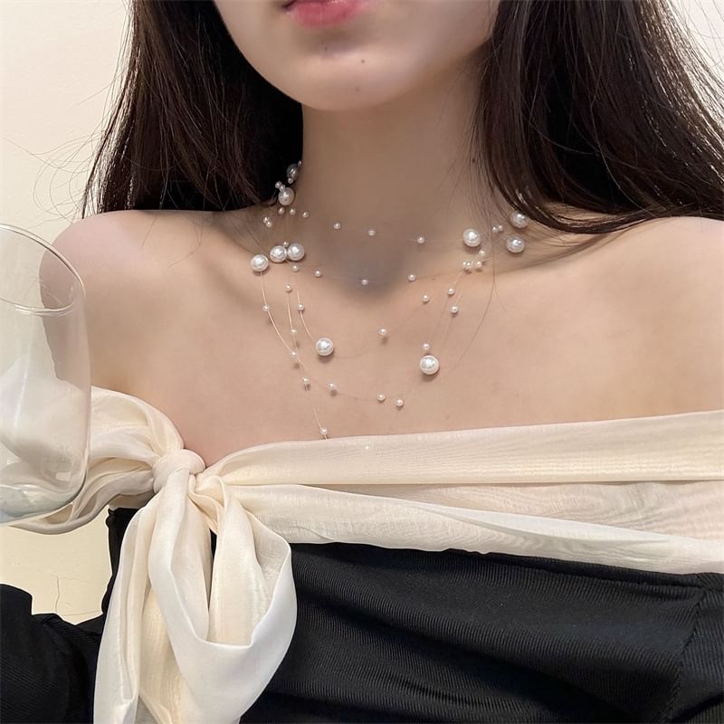 Layered Faux Choker Pearl