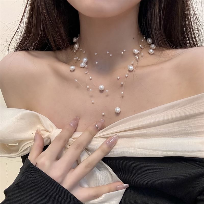 Layered Faux Choker Pearl