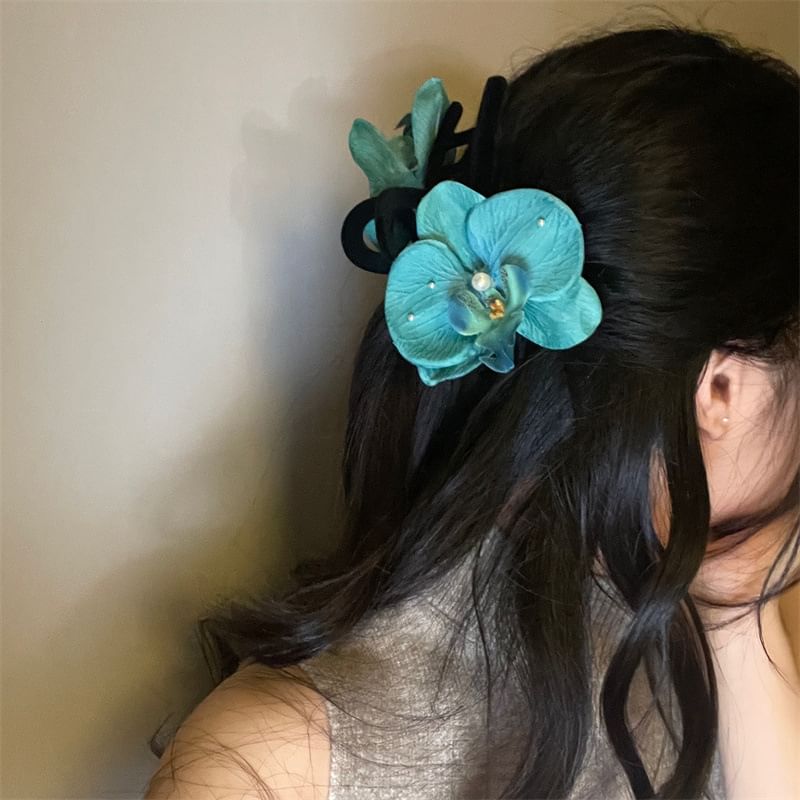 Floral Hair Fabric Clamp