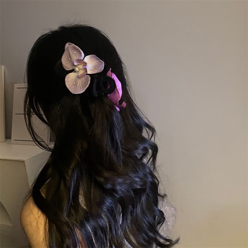Floral Hair Fabric Clamp