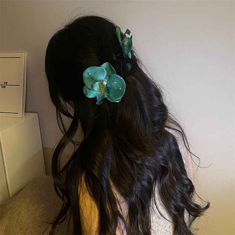 Floral Hair Fabric Clamp