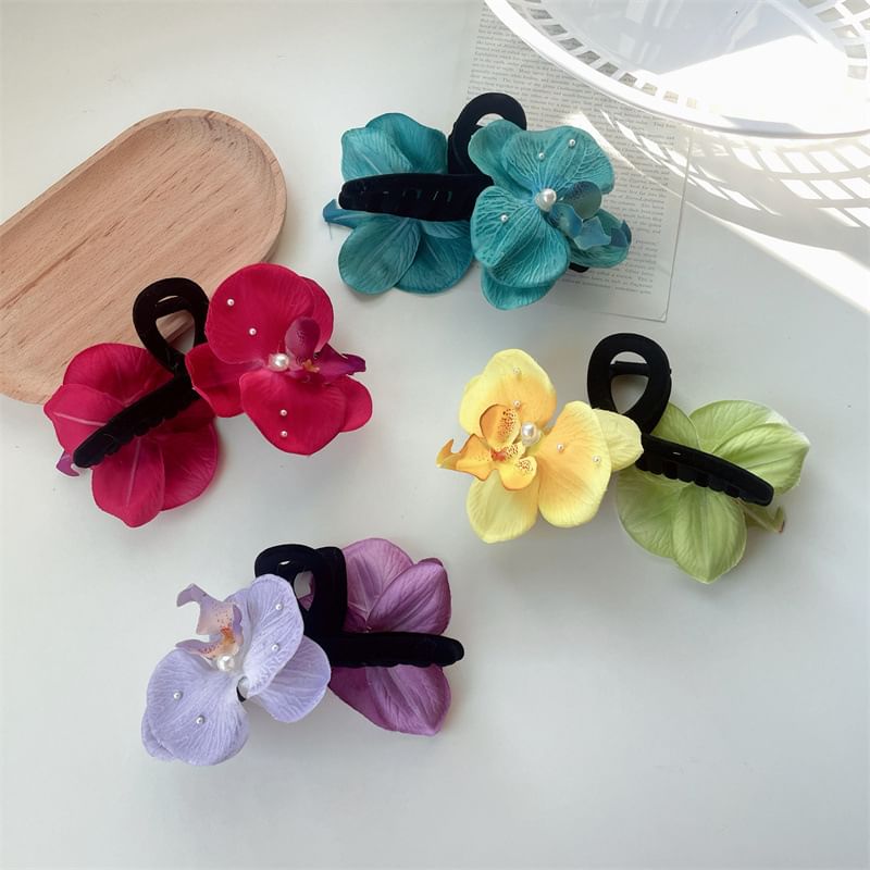 Floral Hair Fabric Clamp
