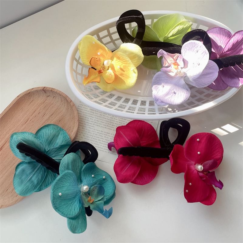 Floral Hair Fabric Clamp