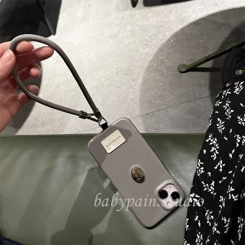 Leather Case Faux Plate Phone Metal