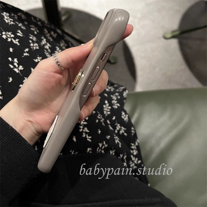 Leather Case Faux Plate Phone Metal