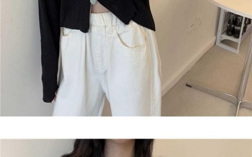 Collared Zip Plain Cardigan