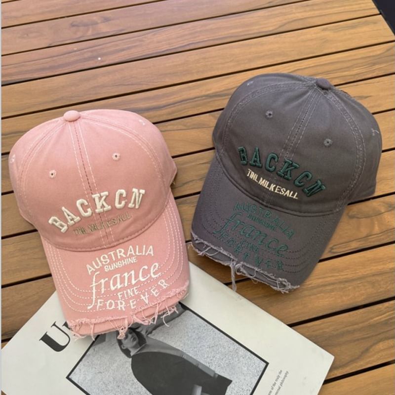 Distressed Cap Baseball Lettering Embroidered