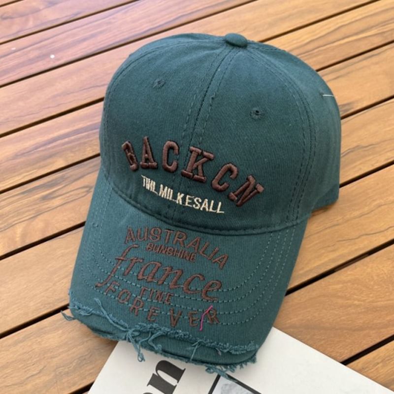 Distressed Cap Baseball Lettering Embroidered