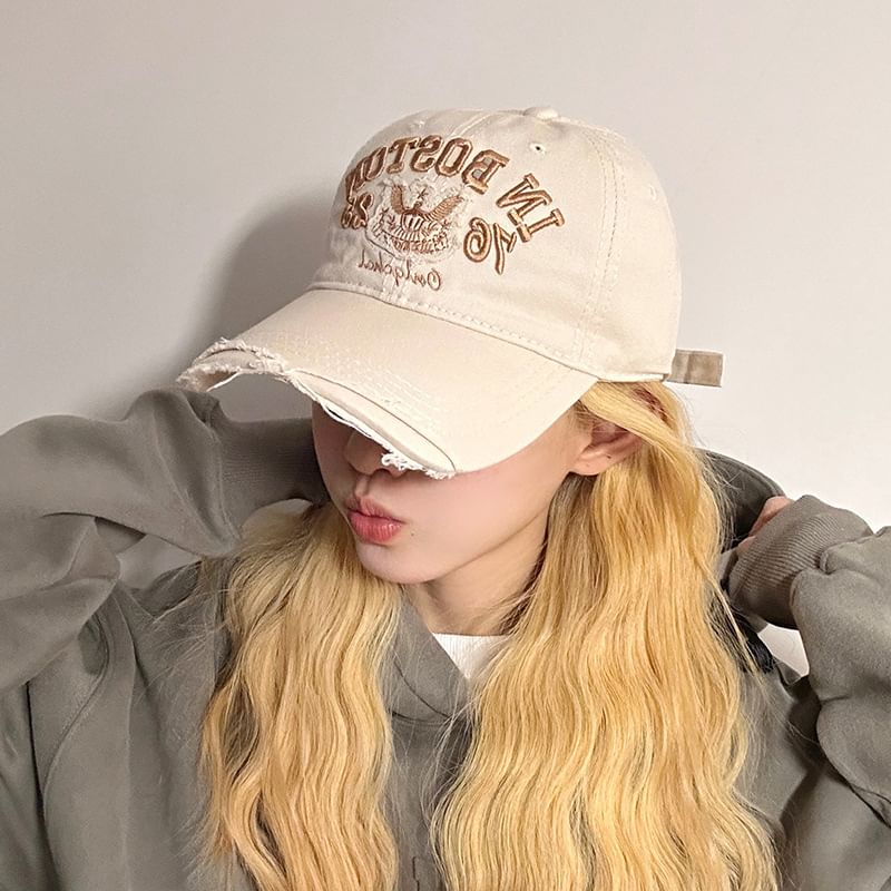 Baseball Distressed Cap Lettering Embroidered
