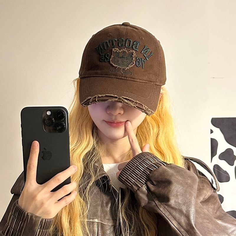 Baseball Distressed Cap Lettering Embroidered