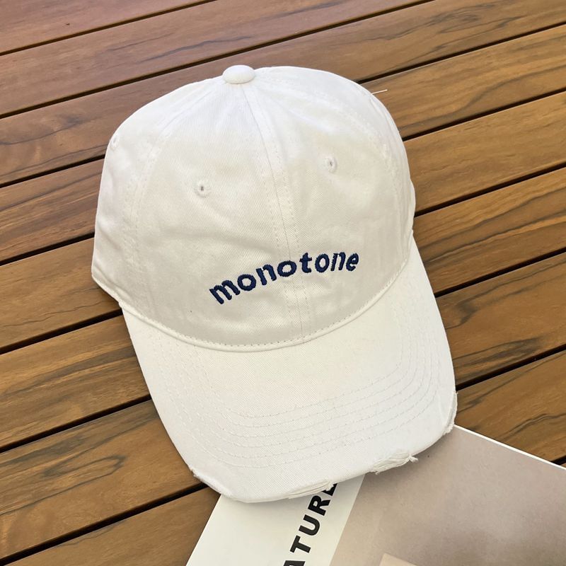 Distressed Baseball Lettering Embroidered Cap