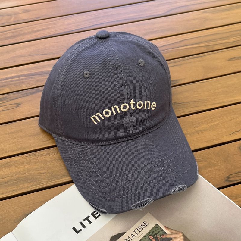 Distressed Baseball Lettering Embroidered Cap