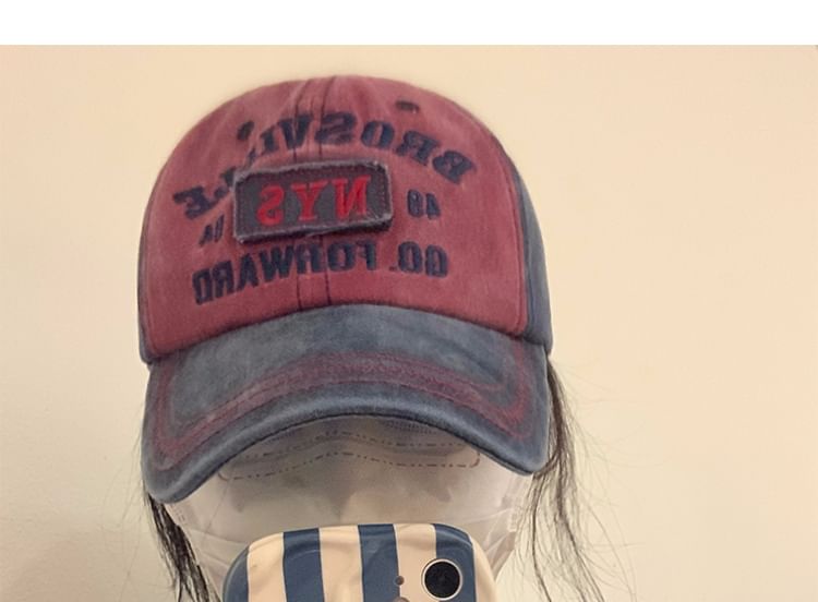 Embroidered Washed Cap Denim Baseball Lettering