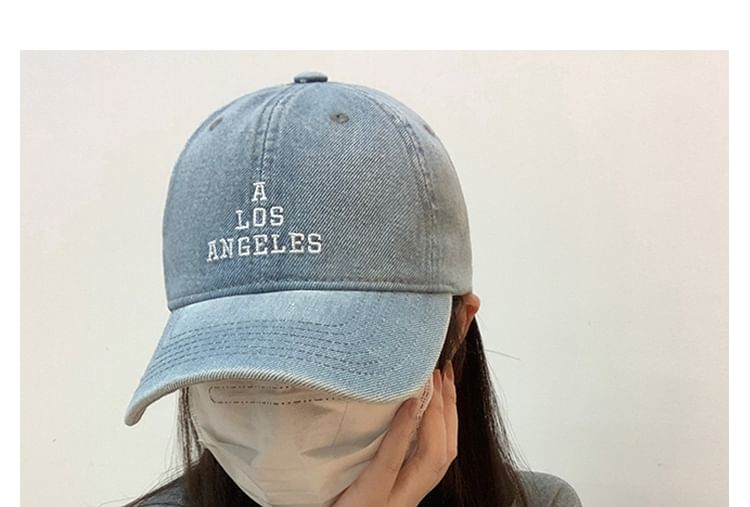 Denim Lettering Baseball Cap Embroidered Washed