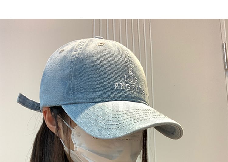 Denim Lettering Baseball Cap Embroidered Washed
