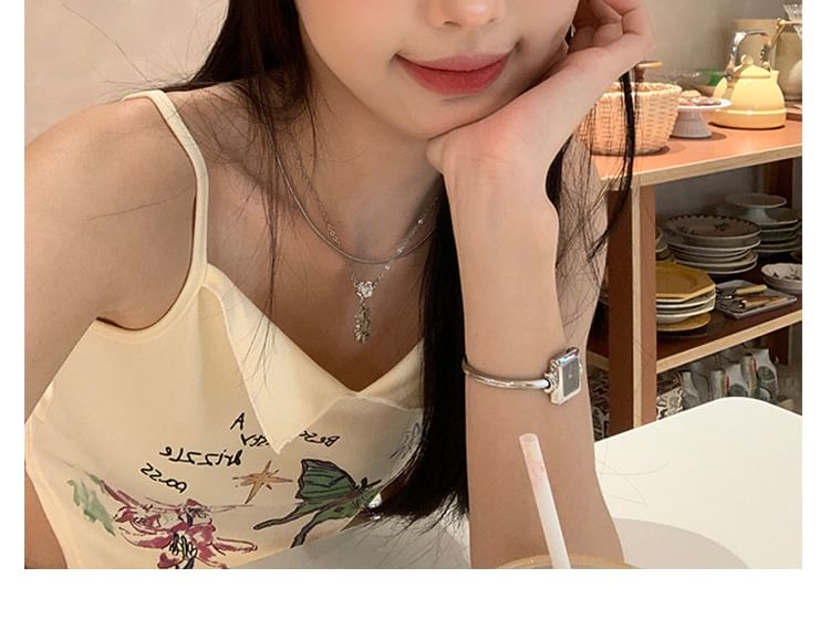 Beret Denim Rhinestone Heart Applique Bow