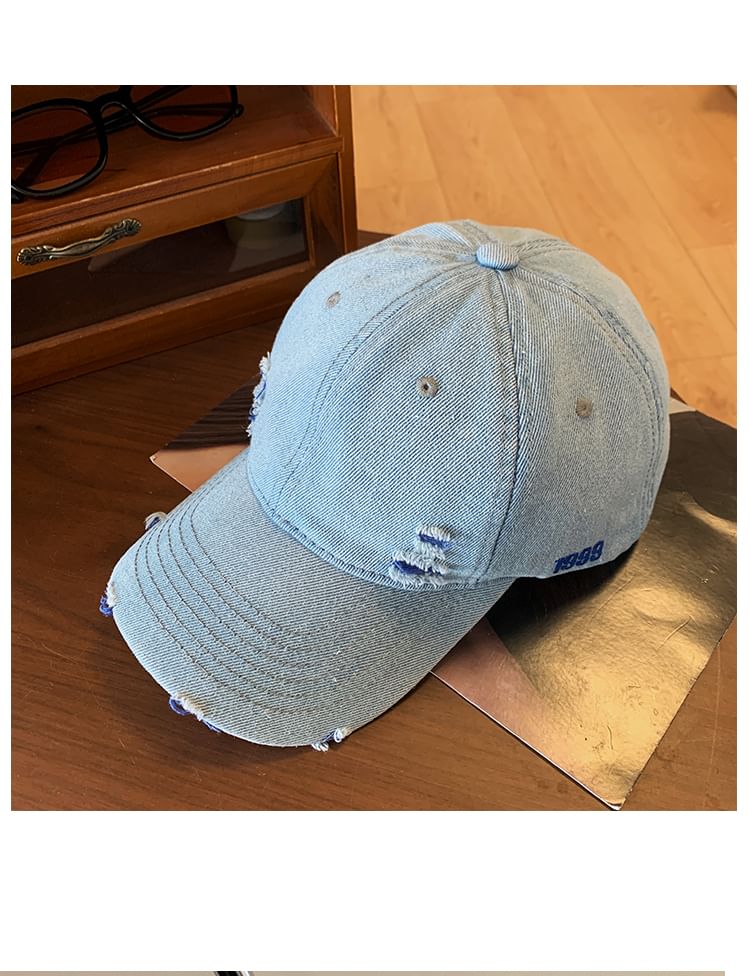 Washed Cap Baseball Denim Distressed