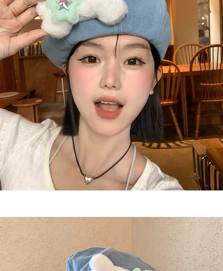 Beret Bone Washed Accent Denim