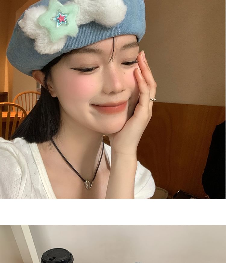 Beret Bone Washed Accent Denim