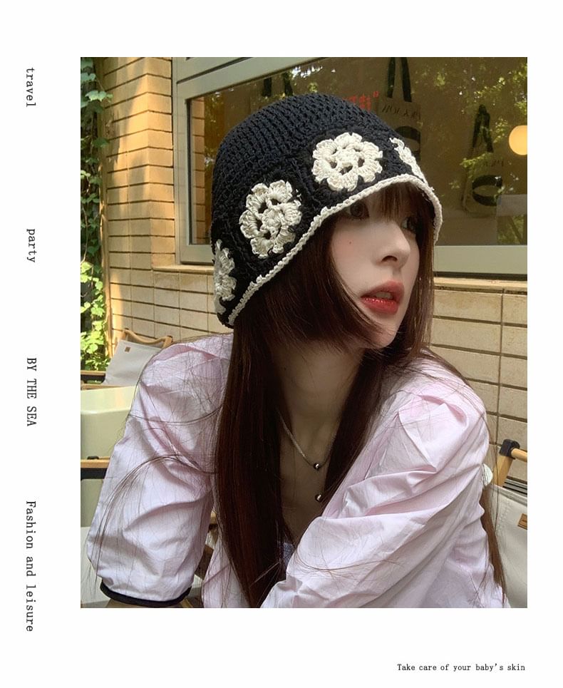Floral Cloche Hat Crochet Knit