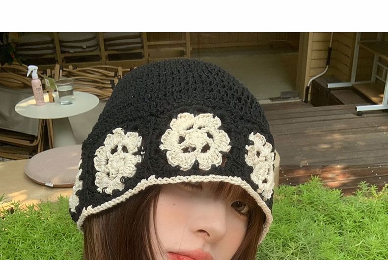 Floral Cloche Hat Crochet Knit