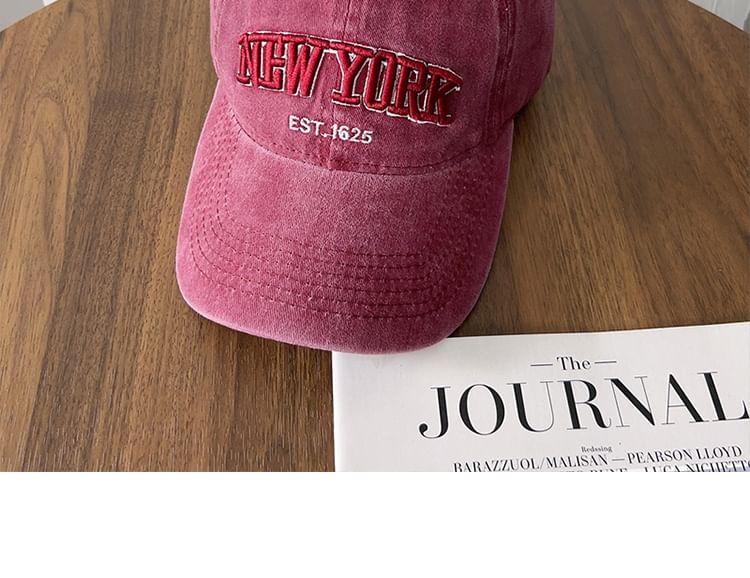 Washed Cap Lettering Embroidered Baseball