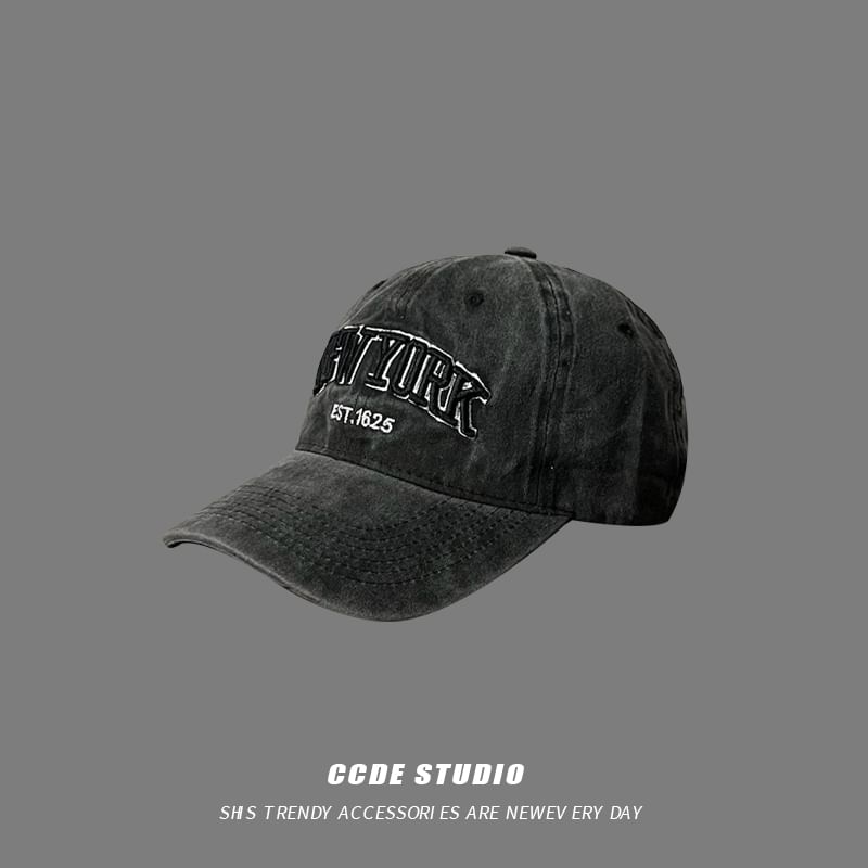 Washed Cap Lettering Embroidered Baseball