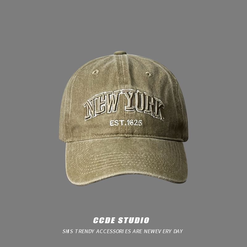 Washed Cap Lettering Embroidered Baseball