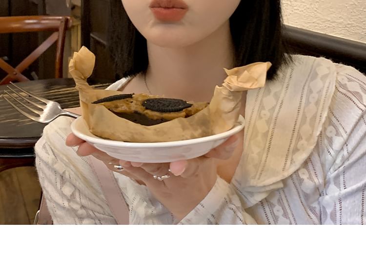 Mesh Lettering Applique Denim Beret Panel