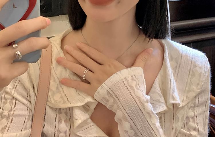 Mesh Lettering Applique Denim Beret Panel