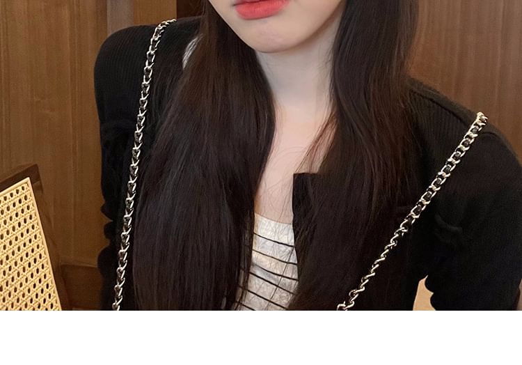 Faux Cap Leather Panel Knit Newsboy