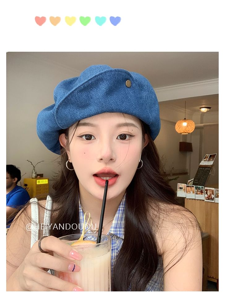 Denim Newsboy Washed Cap