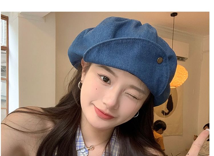 Denim Newsboy Washed Cap