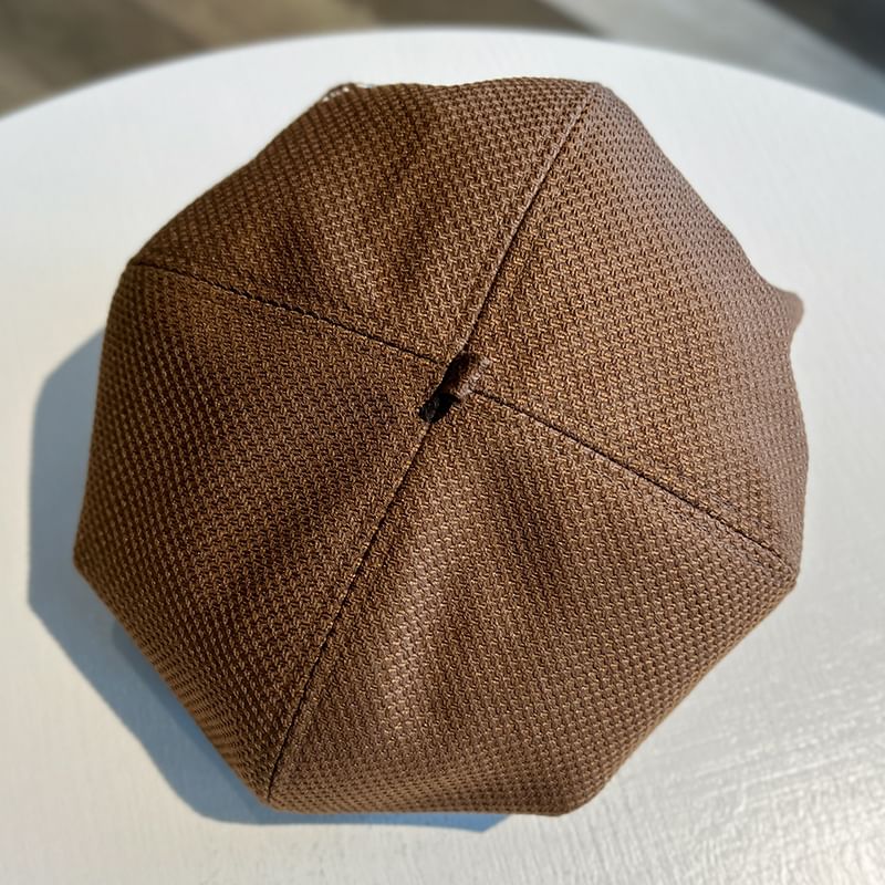 Waffle Lettering Beret Embroidered