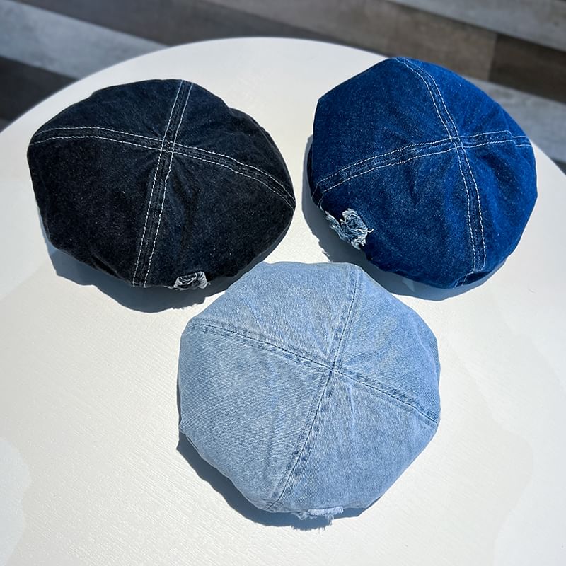 Distressed Beret Denim Washed