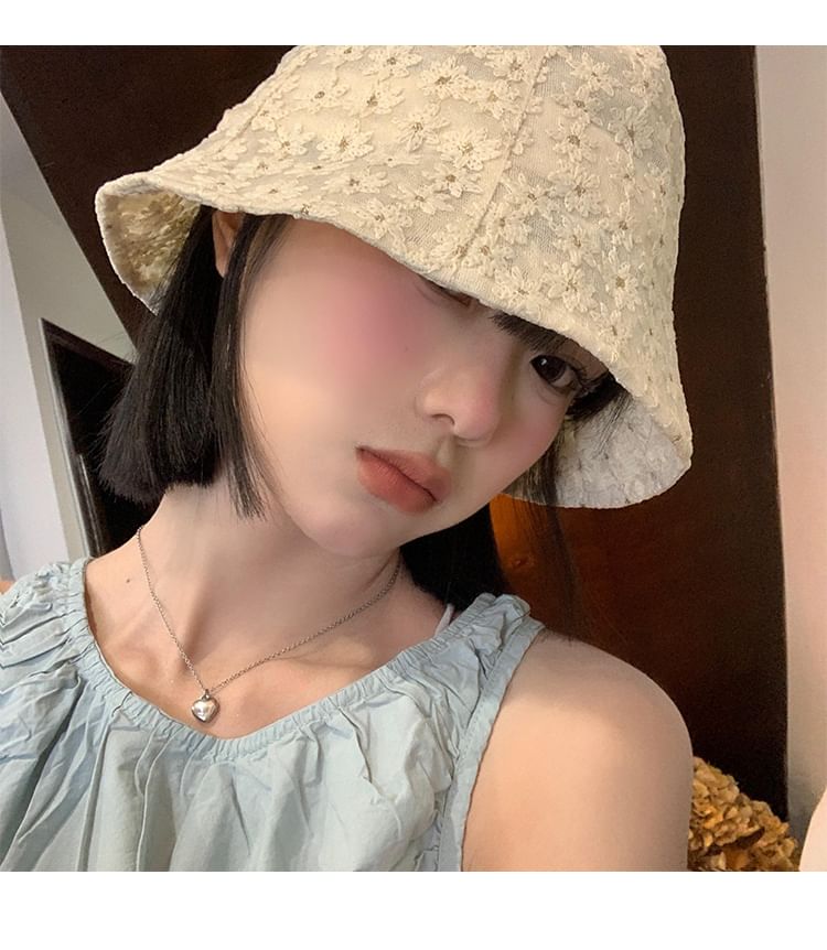Floral Hat Bucket Embroidered
