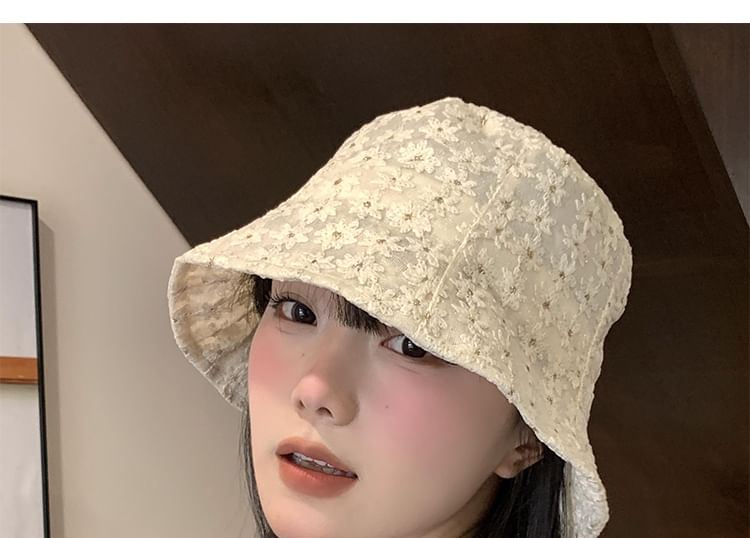 Floral Hat Bucket Embroidered