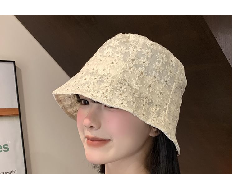 Floral Hat Bucket Embroidered