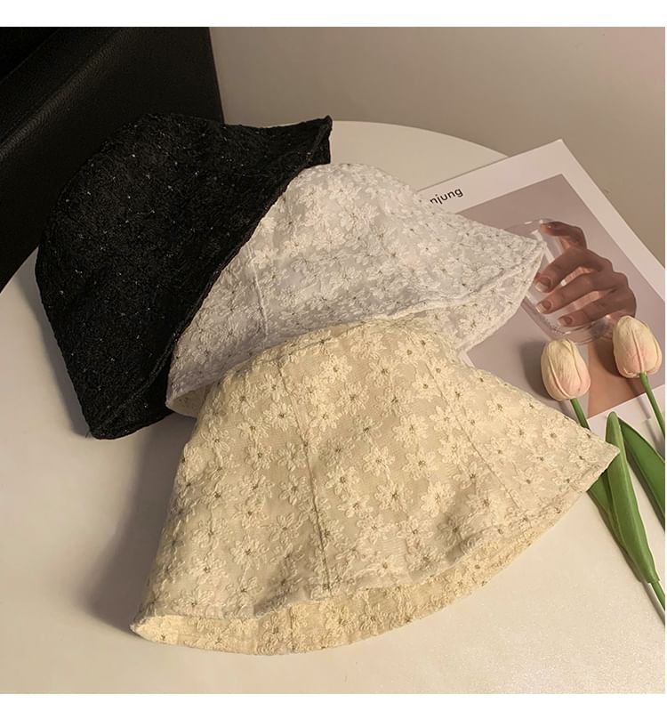 Floral Hat Bucket Embroidered