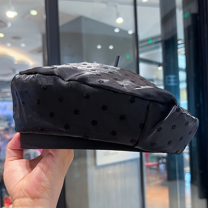 Print Mesh Beret Floral
