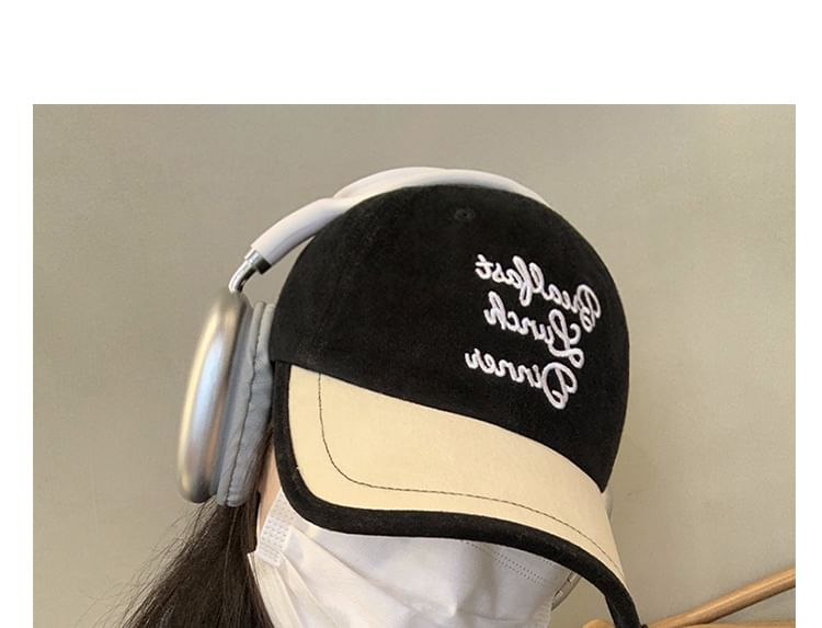 Lettering Embroidered Baseball Two Cap Tone