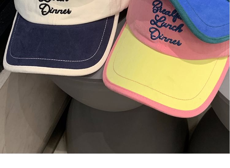 Lettering Embroidered Baseball Two Cap Tone