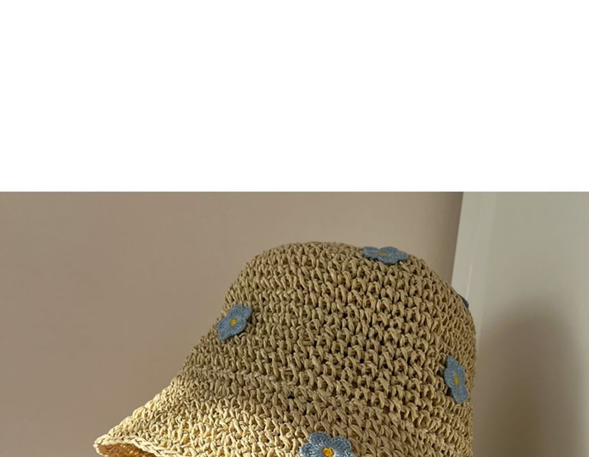 Accent Straw Bucket Hat Floral
