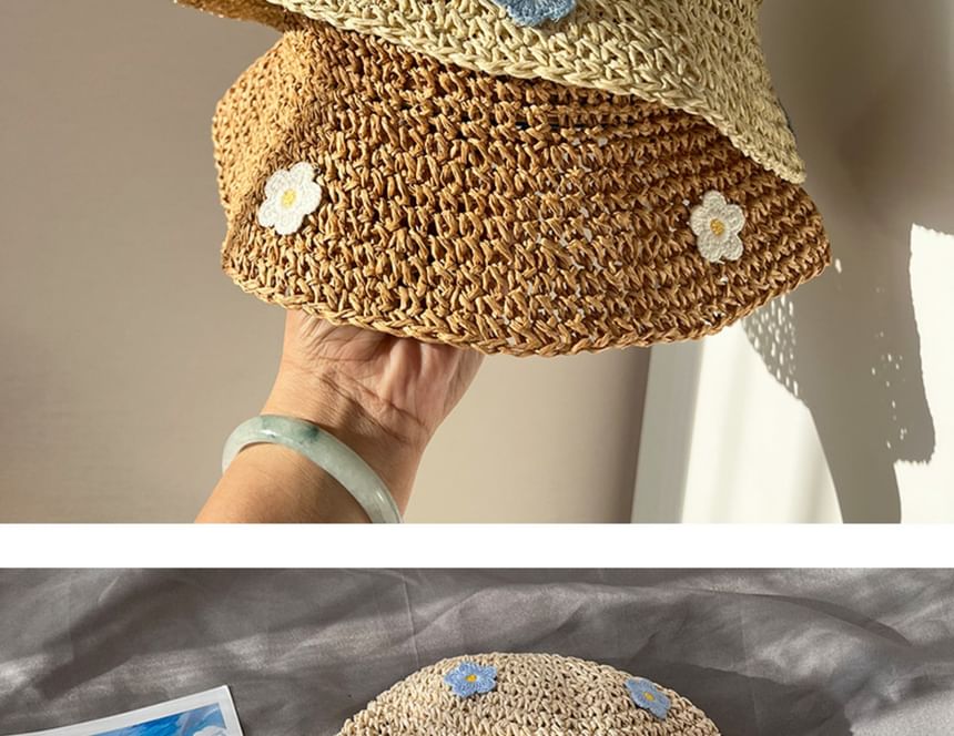 Accent Straw Bucket Hat Floral
